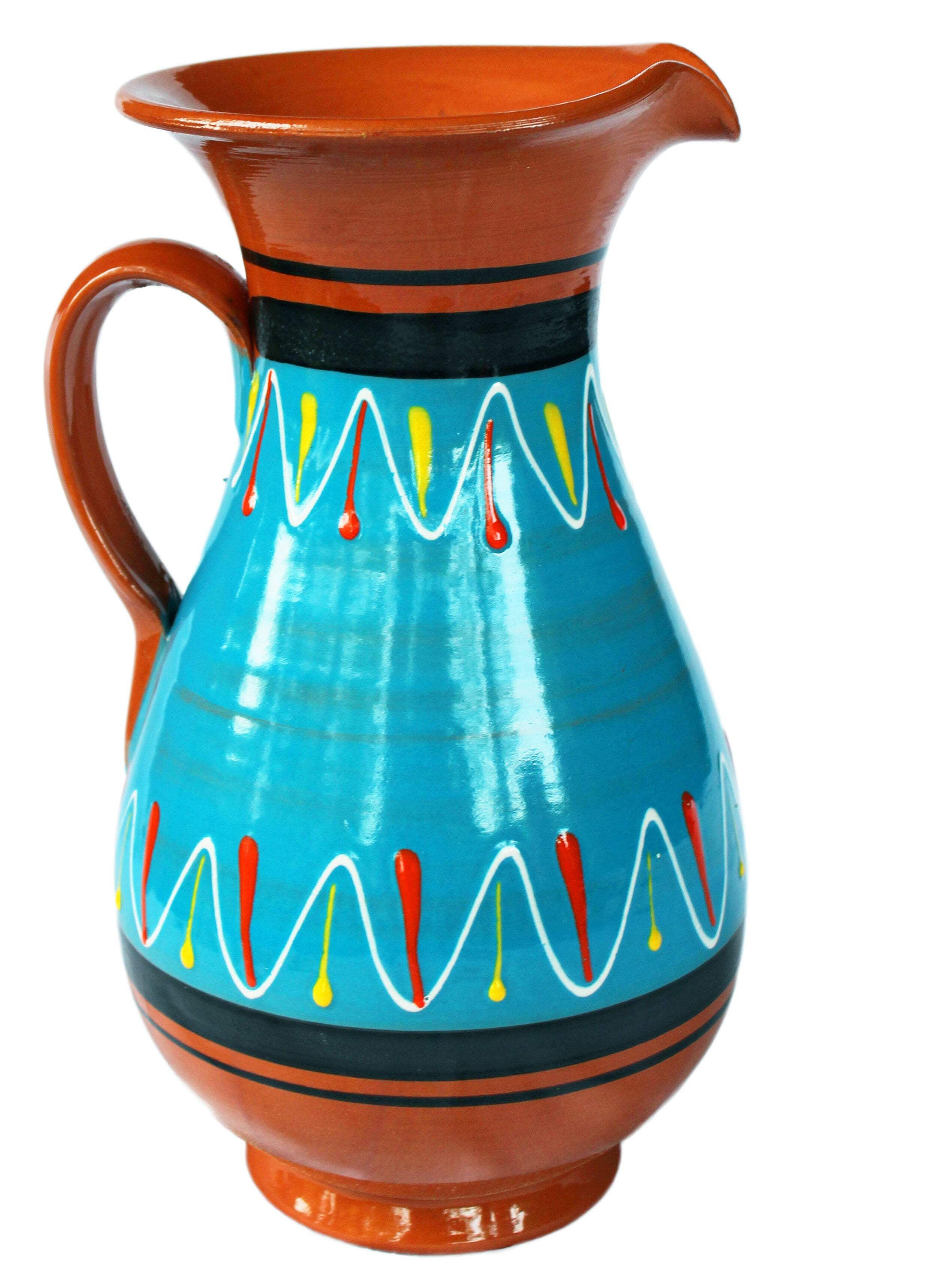 Cactus Canyon Ceramics Spanish Terracotta 2 Quart Pitcher, Blue