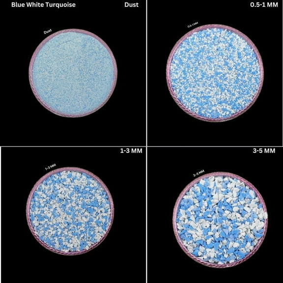Crushed Blue and White Turquoise Gemstone Powder – Coarse All-Size Mix for Woodworking, Ring Inlay, Resin Crafts, and Jewelry Making 0.5 to 1 MM 50 Gram ( 1.76 OZ )