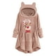 thumbnail image 1 of Top de abrigo de felpa con capucha y manga larga con botones de felpa y orejas de gato con estampado informal para mujer Pompotops gfhjh24405, 1 of 4