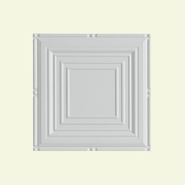 Fasade Easy Installation Portrait Matte White Glue Up Ceiling Tile/ Ceiling Panel (12" X 12" Sample)