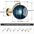 thumbnail image 2 of KCO Lighting Set of 2 Blue Glass Wall Sconce Gold Globe Wall Light Fixtures Bedroom Bedside Sconces, 2 of 7