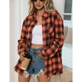 thumbnail image 2 of Women's Button Down Flannel Shirts Plaid Shacket Long Sleeve Collared Business Tops Work Blouses, 2 of 5