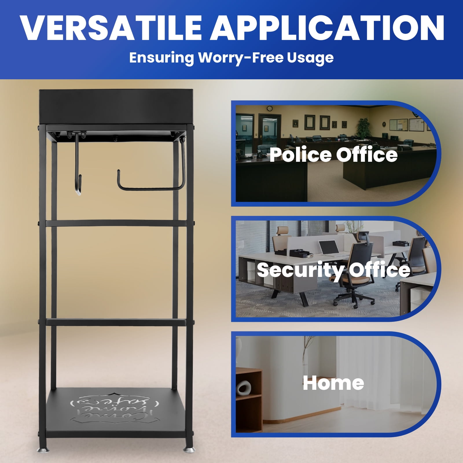 Police Gear Rack, Police Hanger with Hook, 120Lbs Hooks Free-Standing , Storage Equipment for Safety Police Offices, Cop Caddy Valet Stand for On-Duty Personnel, Black