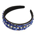 thumbnail image 1 of Bling Rhinestone diadema azul marino triturado turquesa Rhinestone borde ancho diadema para mujer 4.72"x1.65", 1 of 7