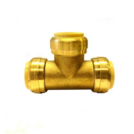 Libra Supply Lead Free 1/2 inch Push-Fit TEE, Push to Connect, Push x Push x Push(Pack of 6 pcs, Click in for more size options), 1/2'', 1/2-inch Brass Pipe Fitting Plumbing