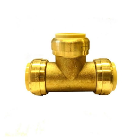 Libra Supply Lead Free 1/2 inch Push-Fit TEE, Push to Connect, Push x Push x Push(Pack of 6 pcs, Click in for more size options), 1/2'', 1/2-inch Brass Pipe Fitting Plumbing (Best Push Fit Plumbing)