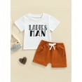thumbnail image 2 of Franhais Baby Boys Pants Suit, Letters Print Round Neck T-shirt and Elastic Waist Drawstring Shorts, 2 of 9