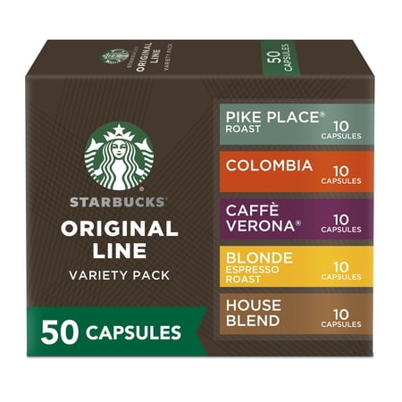 Starbucks By Nespresso Original Line Variety Pack Coffee, 50-Count Espresso Pods Packaging May Vary
