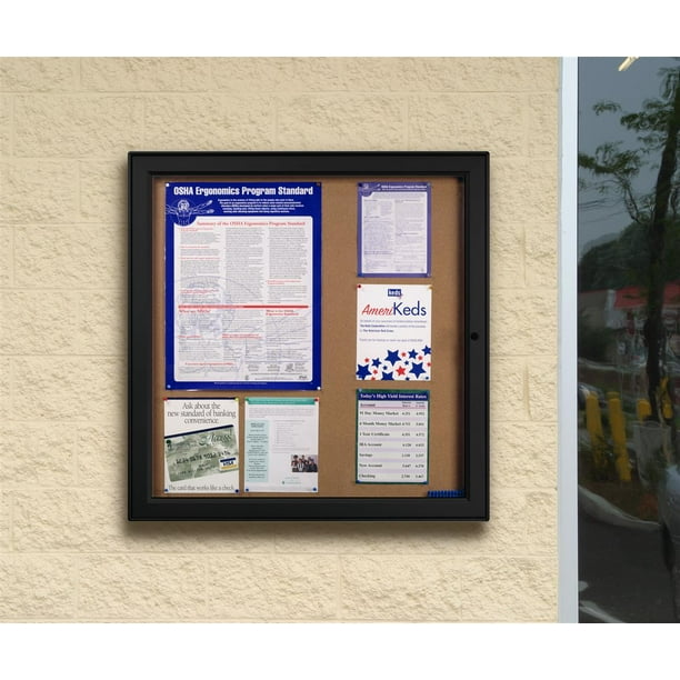 Weather Resistant, Wall Mounted, Enclosed Bulletin Board, With SwingOpen Locking Door, Natural