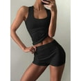 thumbnail image 5 of Women'S Slim Fit Sports Shorts Set Sleeveless Top and Shorts Black L, 5 of 8