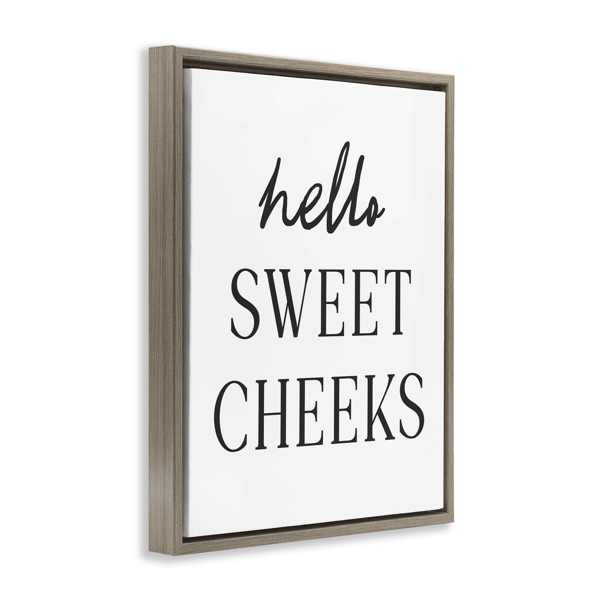 Stupell Industries Sweet Cheeks Bathroom Humor Brown Framed Floater Canvas Wall Art, design by Lettered and Lined