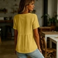 thumbnail image 6 of Linen Shirts for Women Summer Empire Waist Cotton Button Peplum Blouse Casual Plus Size Lightweight Gauze Tunic Tops,Yellow,XL, 6 of 8