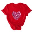 thumbnail image 5 of Otvok Womens Tops Casual Round Neck Short-Sleeve Valentine's Day Printed T-shirt, 5 of 6