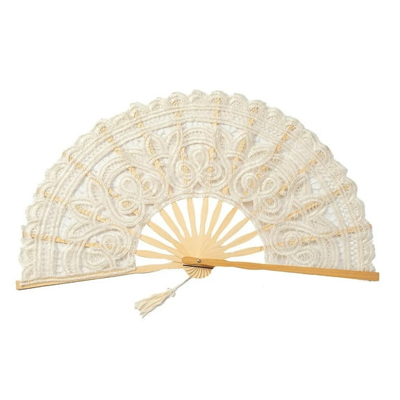 1Pc 23/27 Cm Portable Folding Fan Vintage Lace Fan With Tassel Dance Performance Party Photo Props For Wedding