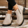 thumbnail image 2 of Womens Platform Ankle Boots 2025 Fashion Casual Side Zipper Round Toe Chunky Mid Heel Walking Booties Winter Fall Beige Size 6, 2 of 7