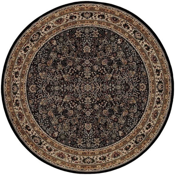 Oriental Weavers Ariana Area Rug - 213K8 - 6' Round - in Black/ Ivory - Vintage Inspired, Stain Resistant, Family and Pet Friendly , Dining Area Rug