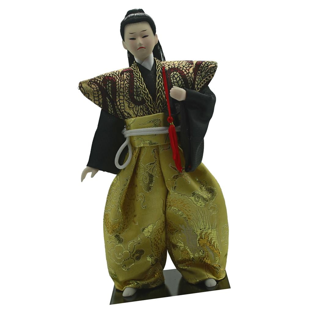 ch Vintage Japanese Kimono Samurai Doll Figure Green Clothes Home Decor Walmart