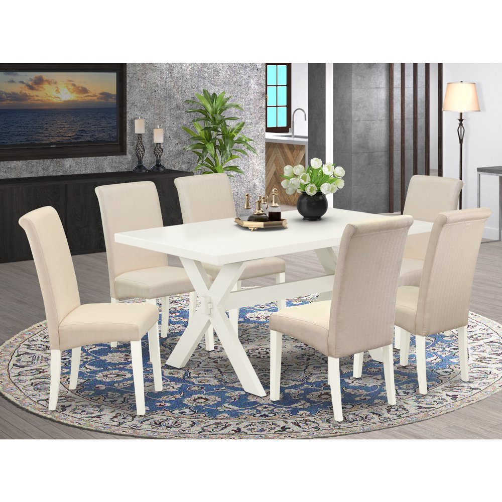 East West Furniture X026Ba2017 7Piece Dining Room Set 6 Parson