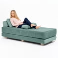 thumbnail image 4 of Jaxx  Balshan Cushioned Micro-velvet Convertible Chaise Lounge Daybed Caribbean, 4 of 5