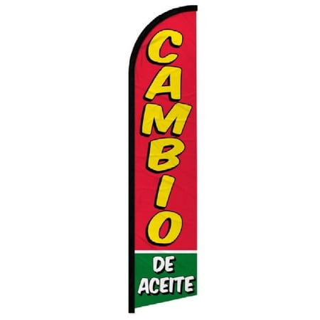 OnPoint Wares| CAMBIO DE ACEITE WINDLESS BANNER FLAG | Advertising Flag/Business Flags | 11.5ft x 2.5ft