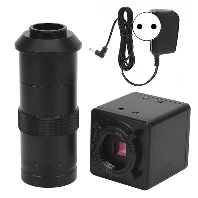 Ticfox Adaptador de cámara de microscopio de 2MP Lente Cámara de microscopio Industrial de Alta resolución Cámara de microscopio Digital para CCD CMOS VGA con Zoom Lente de Montaje en C(EU Plug)