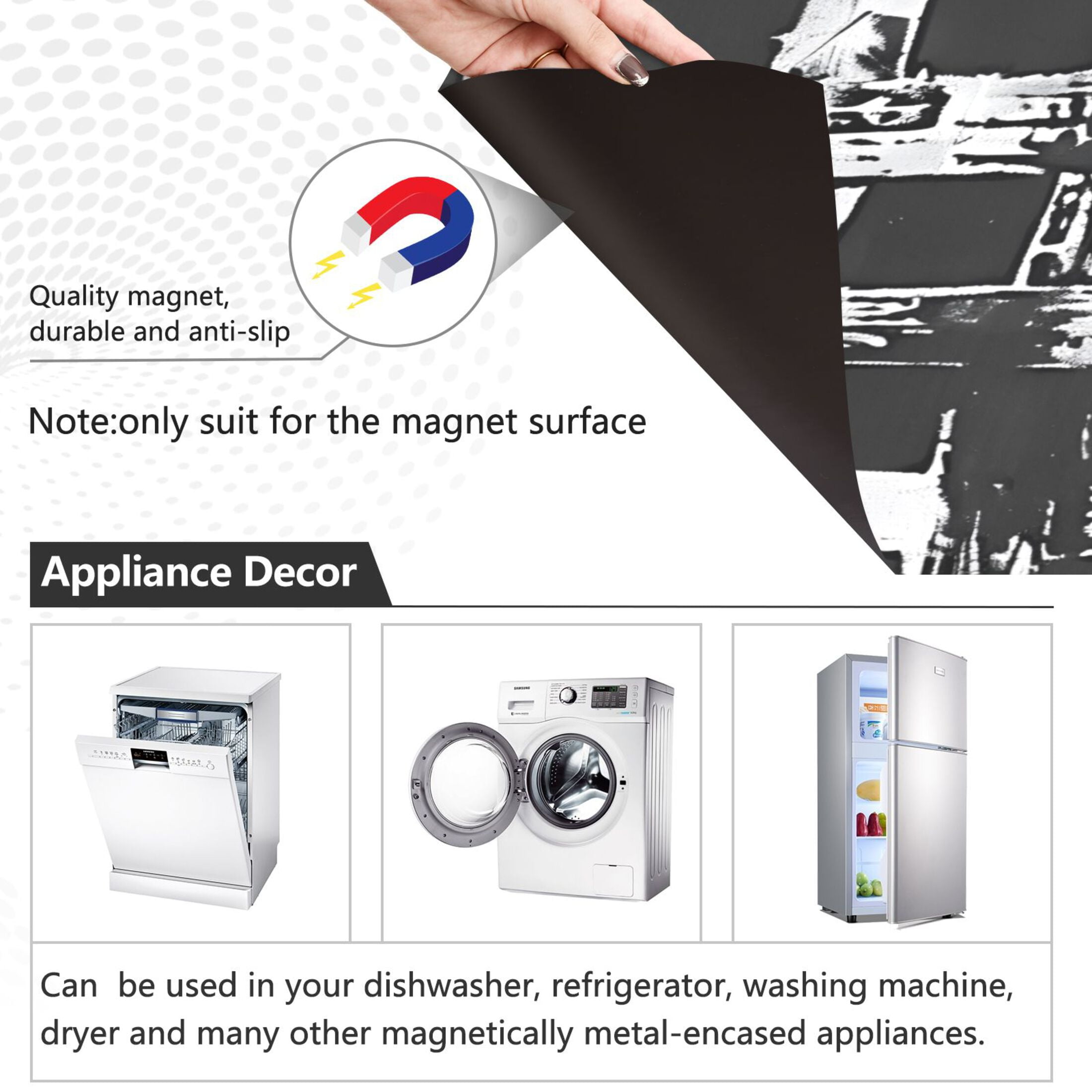 Black and White Basket Dishwasher Magnet Cover Magnetic Fridge Door Cover Home Kitchen Decor 23"x 26"