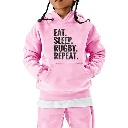 

REDARER Creative Cute Kids Clothes American Football Fans Sports Gift Sweatshirt Vintage Rugby Player Sports Retro Kids Boys Girls Rugby Pullover Hoodie Clothes Pink 4-5 Years