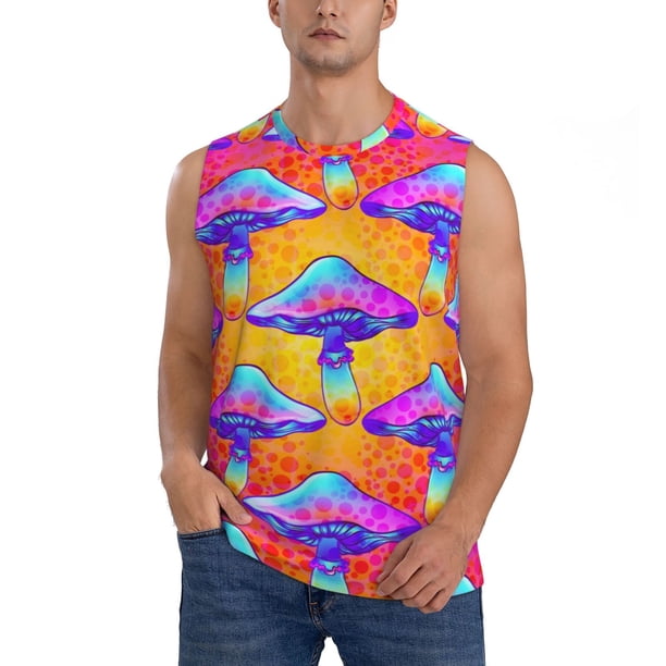 Balery Magic Mushrooms Camisetas sin mangas para hombre, absorbe la humedad y protege contra el mal olor.-3X-Large