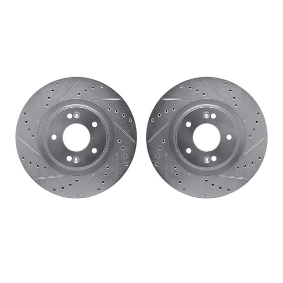 Dynamic Friction Company Front Brake Rotors-Drilled and Slotted-Silver 7002-03026