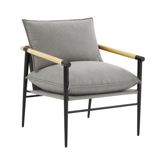 TOV Furniture Cali Slate Accent Chair with Black Metal Legs