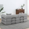 thumbnail image 2 of Convertible Sleeper Sofa Bed with Pillow, Corduroy Folding Mattress Floor Sofa Lounge Couch for Living Room, Bedroom, Light Grey, 2 of 7