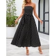 thumbnail image 3 of MEROKEETY Women's 2026 Summer Strapless Tube Floral Maxi Dress Boho Tie Flowy Beach Wedding Guest Long Sundress, Black, L, 3 of 5