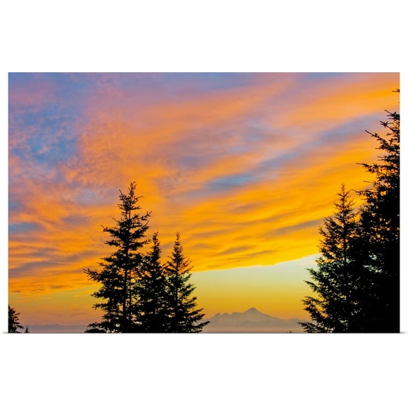Great BIG Canvas | Rolled Poster Print entitled Sunset clouds over Iliamna Volcano near Nikolaevsk on Kenai Peninsula, Alaska