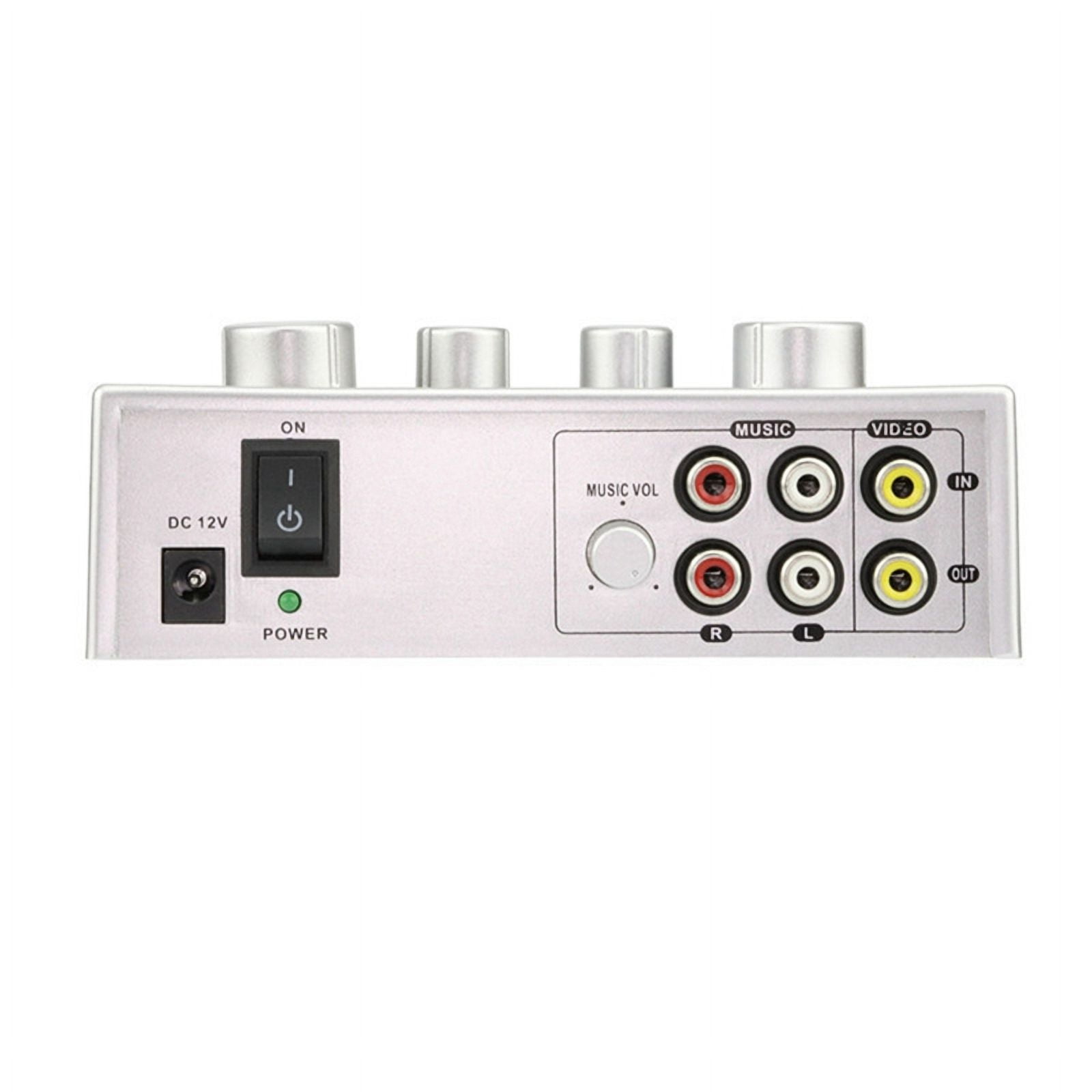 Karaoke Sound Mixer Portable Sound Mixer Professional Audio System Karaoke Dual Mic Inputs Audio Sound Mixer Silver (US)