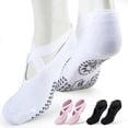 thumbnail image 3 of Pilates Grip Socks with Straps for Women - 3 Pairs of All Black, 3 of 5
