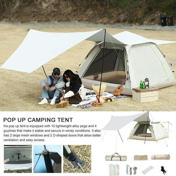Ggpg 4 Person Instant Camping Tent, Automatic Easy Pop up Tents