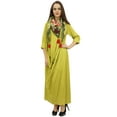 thumbnail image 3 of Bimba Designer Women's Cowl Maxi Lime Green Dress With Printed Tassel Scarf - 6, 3 of 5