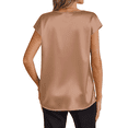 thumbnail image 5 of UVN Women Tops Summer Cap Short Sleeve Blouses Ladies V Neck Silk Satin Business Casual Shirts, 5 of 9