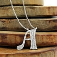 thumbnail image 3 of White Gold Plated All 26 Letter Alphabet Initial Micro Pave CZ Cubic Zirconia Pendant Mens Womens Necklace, Giorgio Bergamo E, 3 of 5