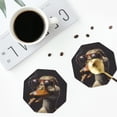 thumbnail image 4 of Lsque Modern Funny Duck Pattern 4" Drink Coasters Set of 4, PVC Leather Absorbent Coasters, Table Coaster Set Decorative Coffee Cup Coasters Housewarming Gift -Octagon, 4 of 6