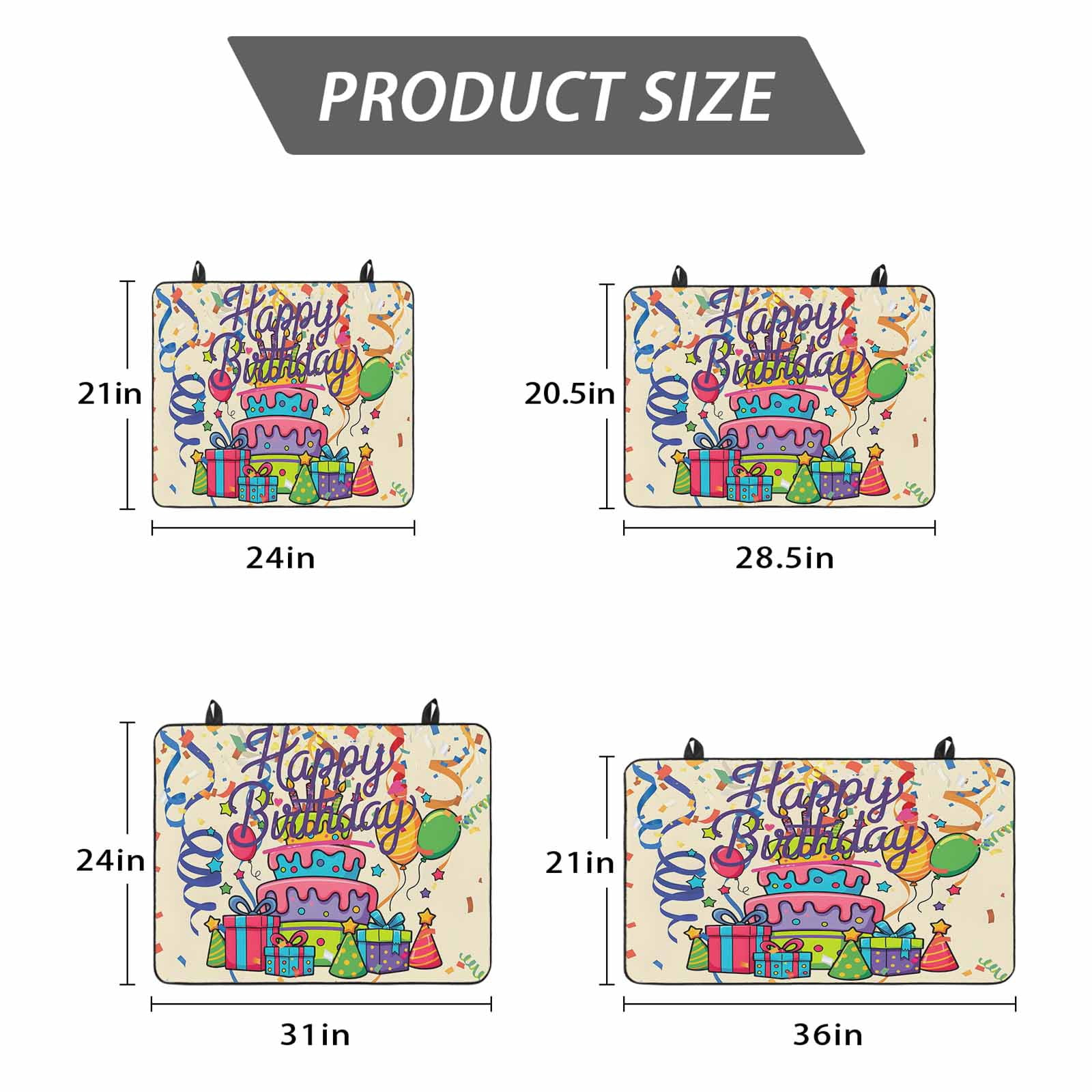 Ribbon Happy Birthday Stove Top Cover for Electric Stove, Heat-proof & Non Slip Glass Top Stove Cover Protector, Cute Cake Balloon Colorful Kitchen Flat Cooktop Rubber Mat 24x21 Inches