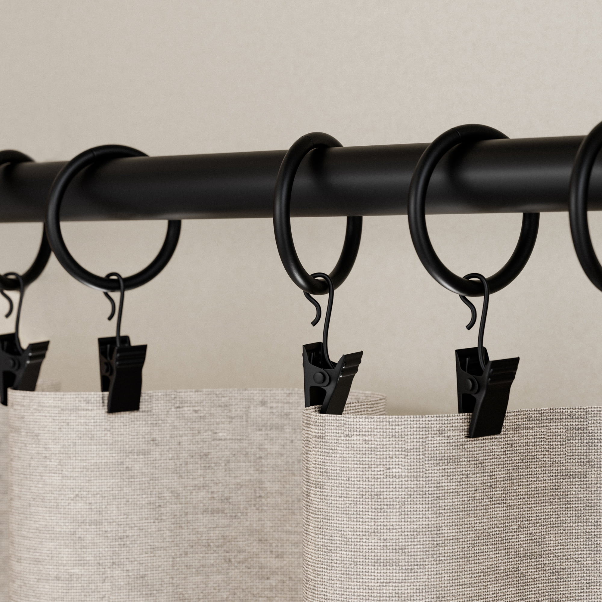 Mainstays 1" Black Curtain Clip Rings (7 pack)