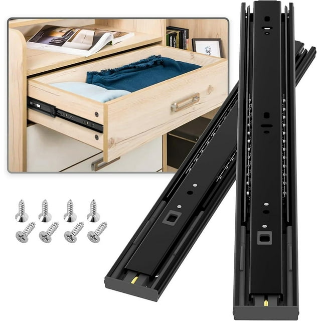 (2 piezas) Guías para cajones, extensión de 250 mm, capacidad de carga hasta 45 kg, con cierre suave y rodamientos de bolas