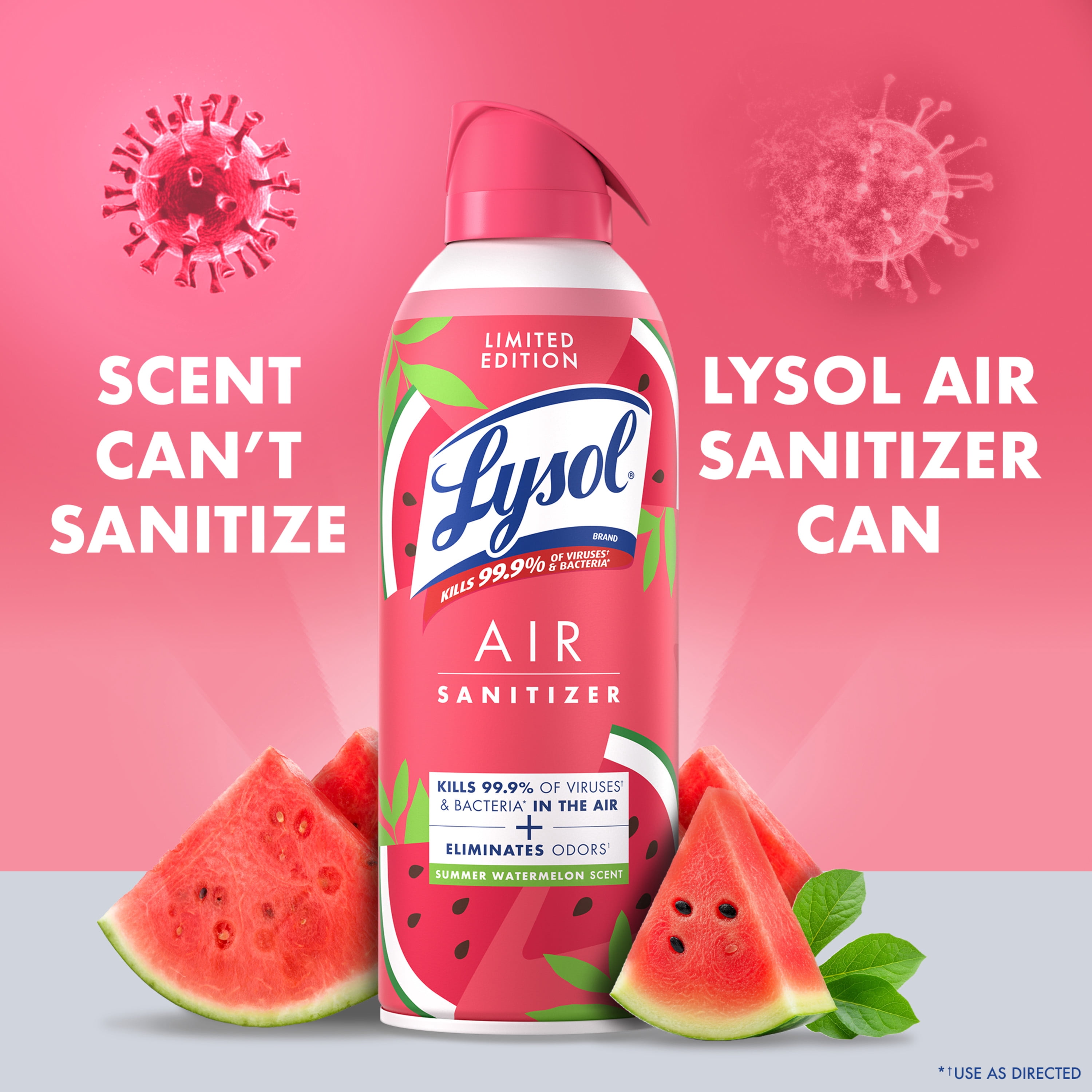 Lysol Air Sanitizer Spray for Air Sanitization and Bacterial Odor Elimination, Air Freshener Alternative, Summer Watermelon Scent, 10 oz