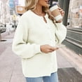 thumbnail image 6 of Womens Button Down Long Sleeve Chunky Soft Knit Sweater Fall Open Front Loose Casual Cardigan Coat White XL, 6 of 8
