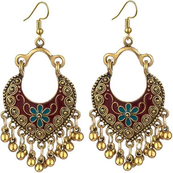 DESIGNICE Vintage Boho Statement Drop Dangle Earrings for Women Bohemian Ethnic Handmade Beaded Charms Chandelier Tassel Earrings