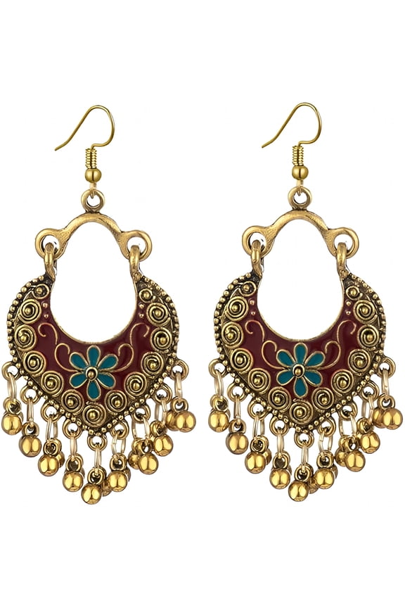 Vintage Boho Statement Drop Dangle Earrings for Women Bohemian Ethnic Handmade Beaded Charms Chandelier Tassel Earrings