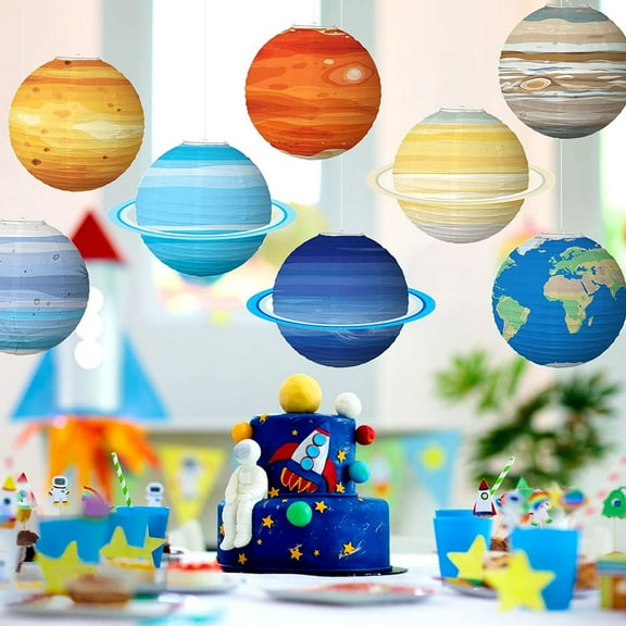 FRCOLOR 8Pcs Space Classroom Decorations Paper Lanterns Assorted Colors Hanging Planet Ornaments for Events