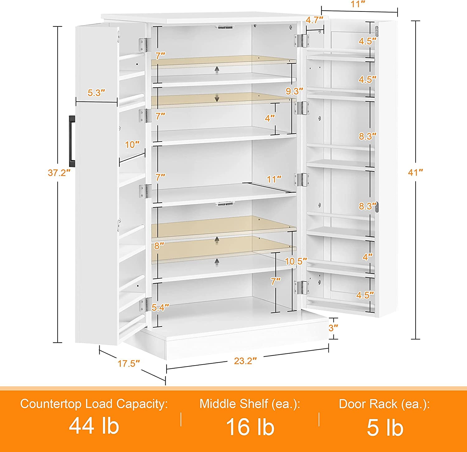 Kitchen Pantry Storage Cupboard with Doors and