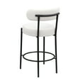 thumbnail image 5 of Modern Bar Stools Set of 2, 26" Fabric Upholstered Counter Height Bar Stools,Round Low Back Kitchen Stools with Metal Legs for Dining Room, Island, Bistro, Black White, 5 of 7
